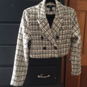 Forever 21 double breasted short tweed jacket size L